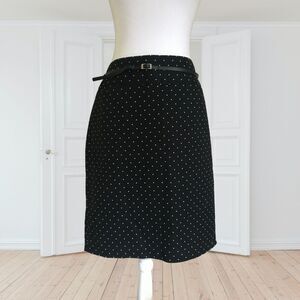 Liz Claiborne Black Skirt Polka Dot Knee Length Skirt with Belt  Size 14